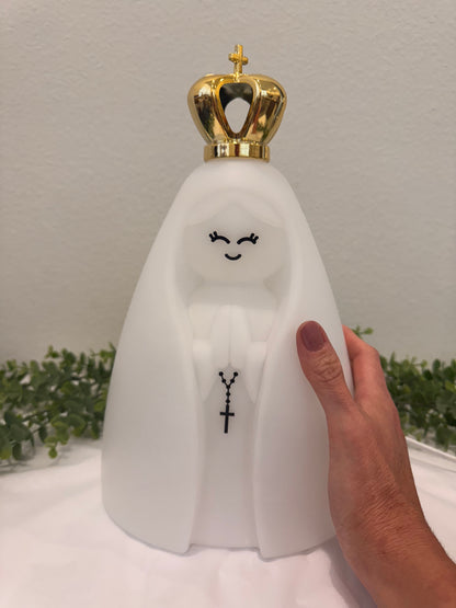 Luminária Nossa Senhora com Coroa Metalizada Dourada