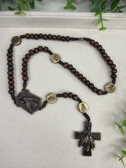Rosario Jesús Misericordioso en Madera Oscura