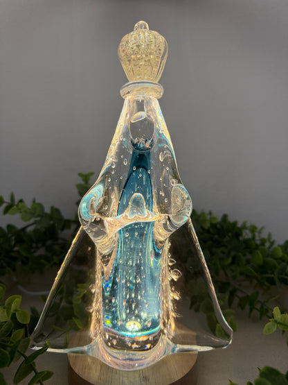 Murano Statue of Our Lady of Aparecida – 24cm (Blue with Gold)