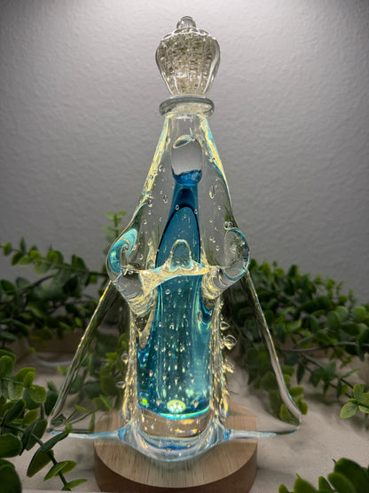 Murano Statue of Our Lady of Aparecida – 24cm (Blue with Gold)