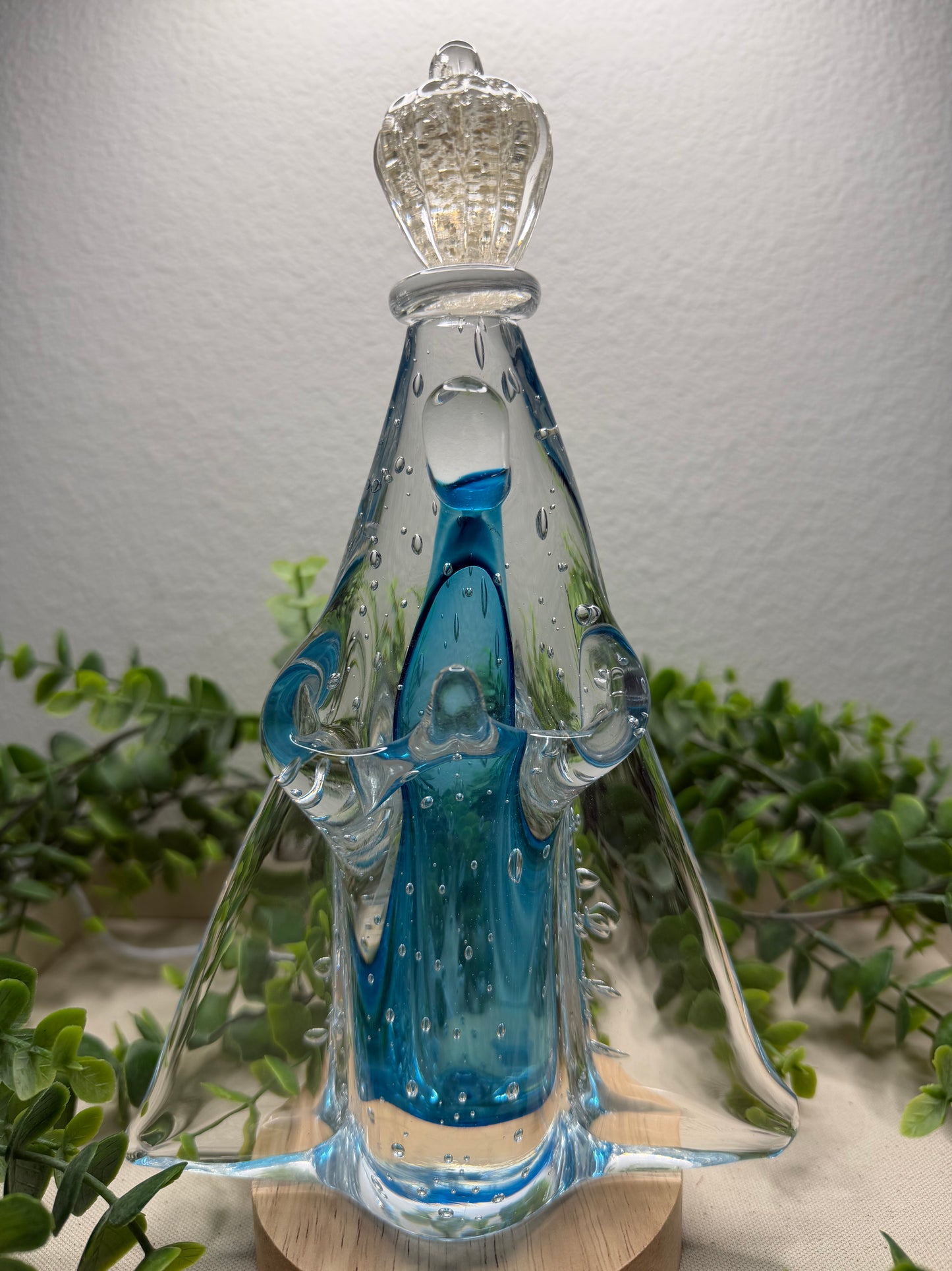 Murano Statue of Our Lady of Aparecida – 24cm (Blue with Gold)