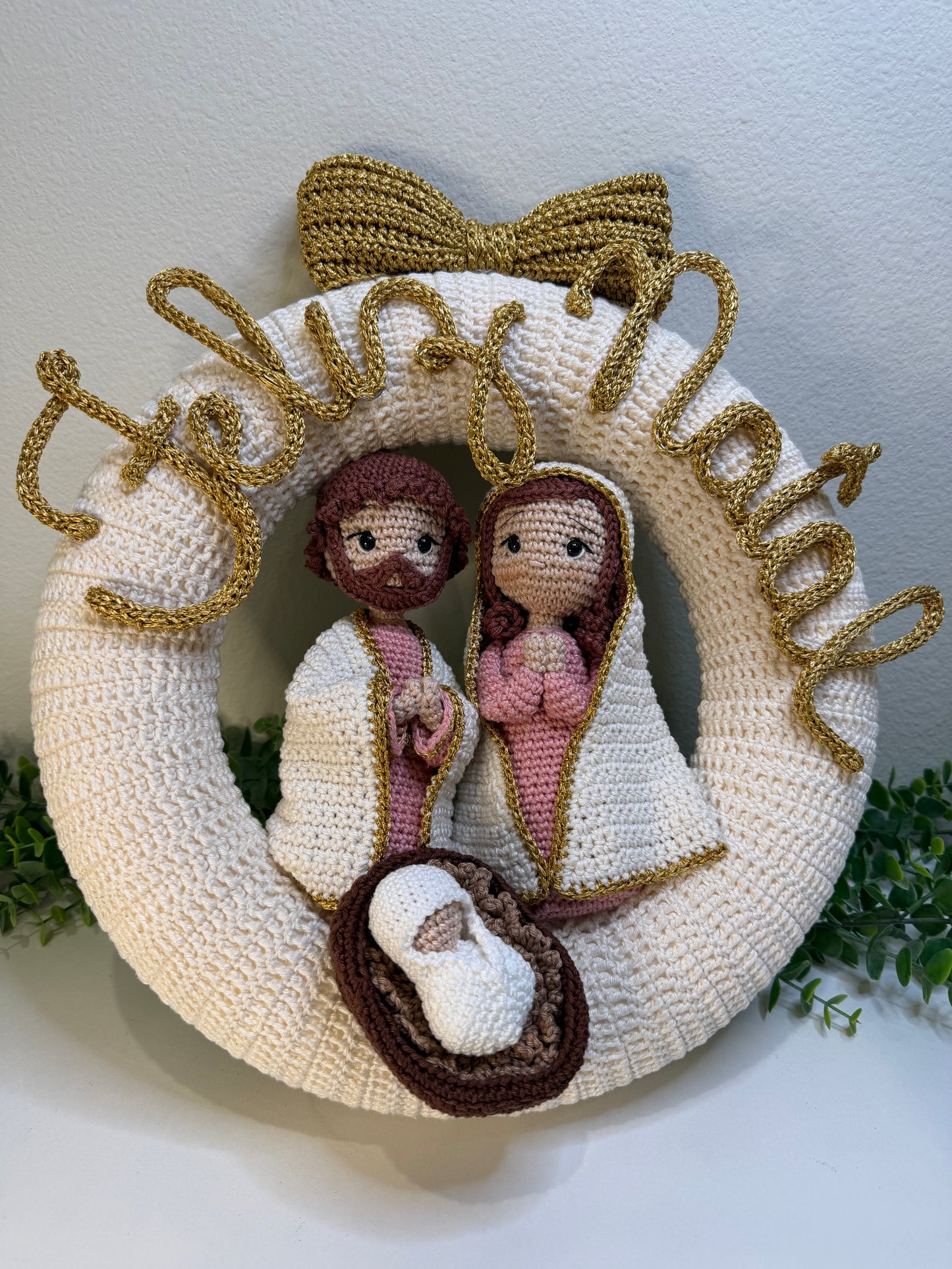 Holy Family Crochet Wreath