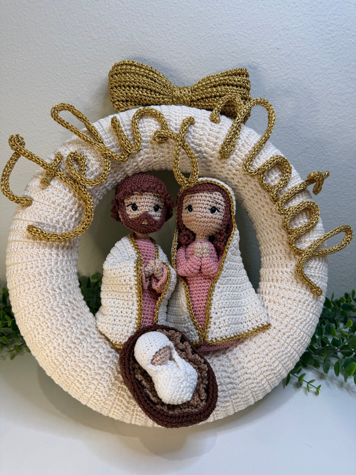 Holy Family Crochet Wreath