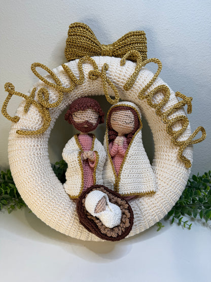 Holy Family Crochet Wreath