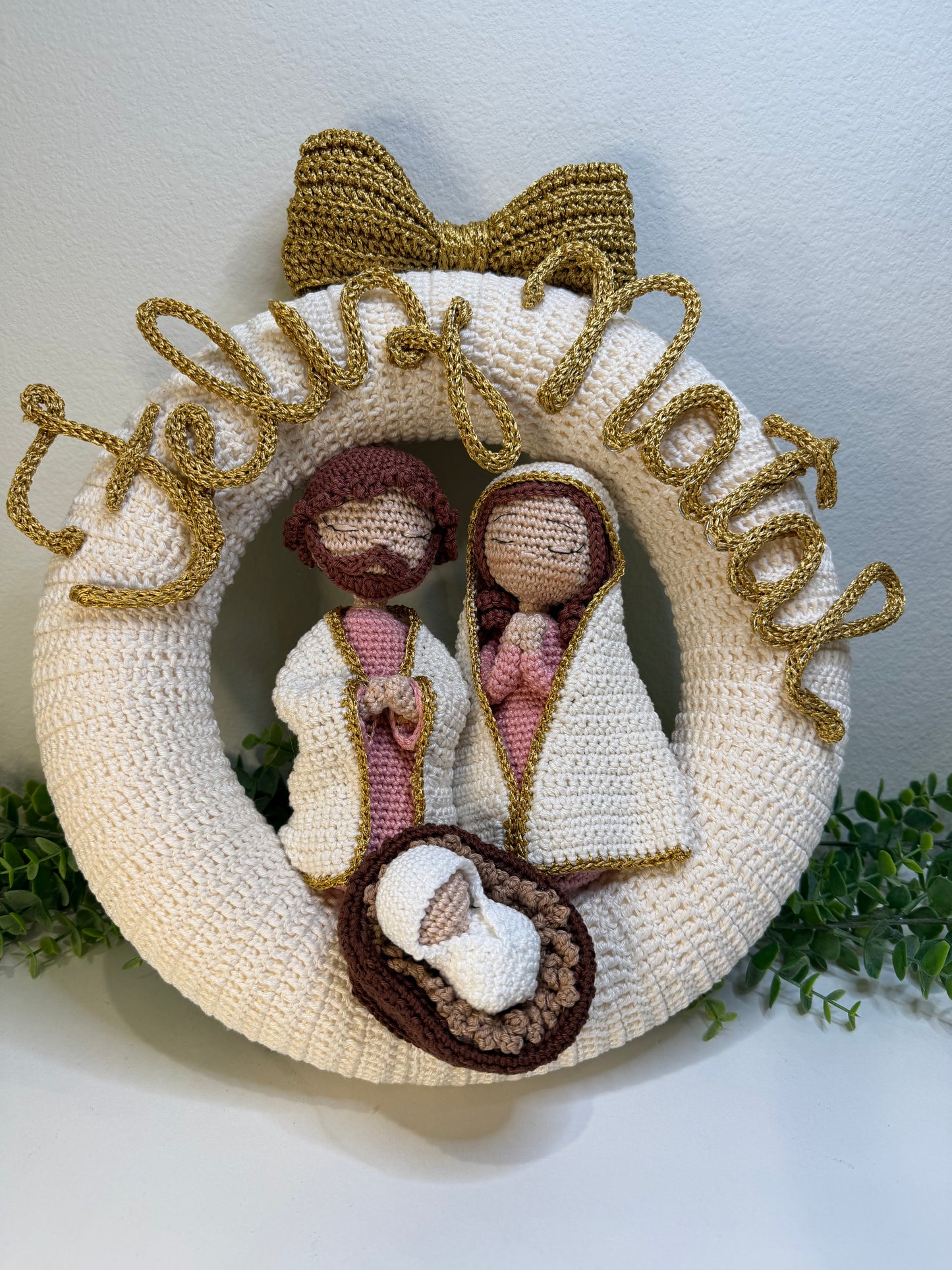 Holy Family Crochet Wreath