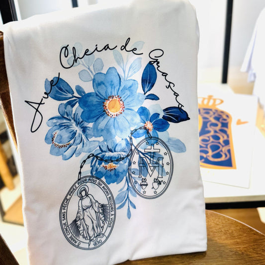 Camiseta Ave Cheia de Graça – Medalha Milagrosa (Unisex)