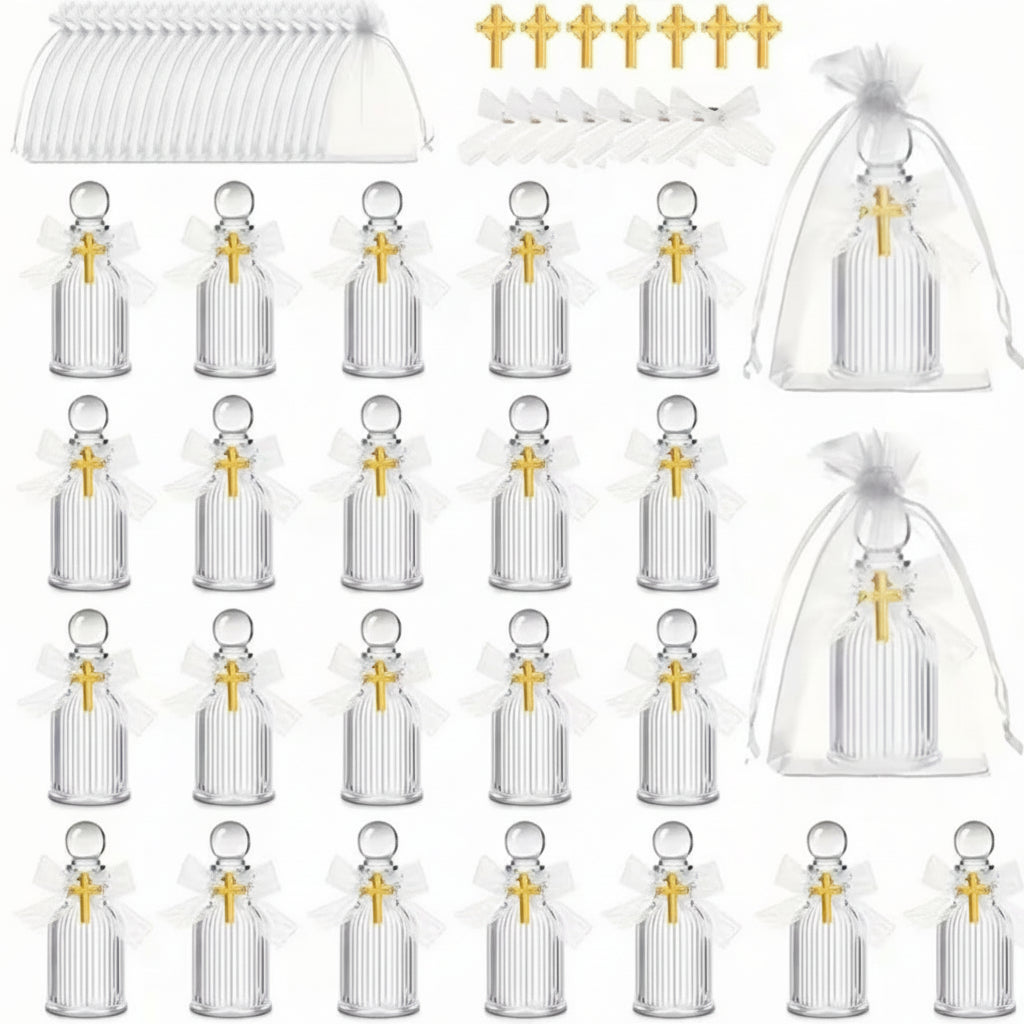 Mini Garrafinha de Água Benta com Cruz Dourada