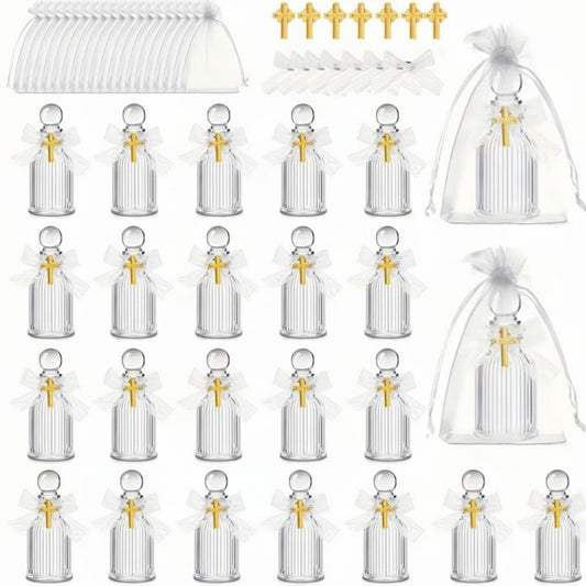 Mini Garrafinha de Água Benta com Cruz Dourada