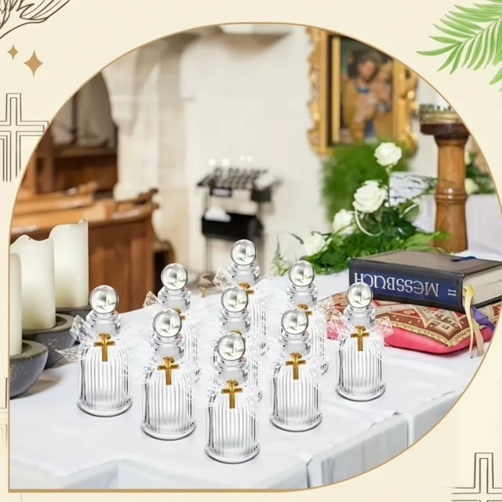 Mini Garrafinha de Água Benta com Cruz Dourada