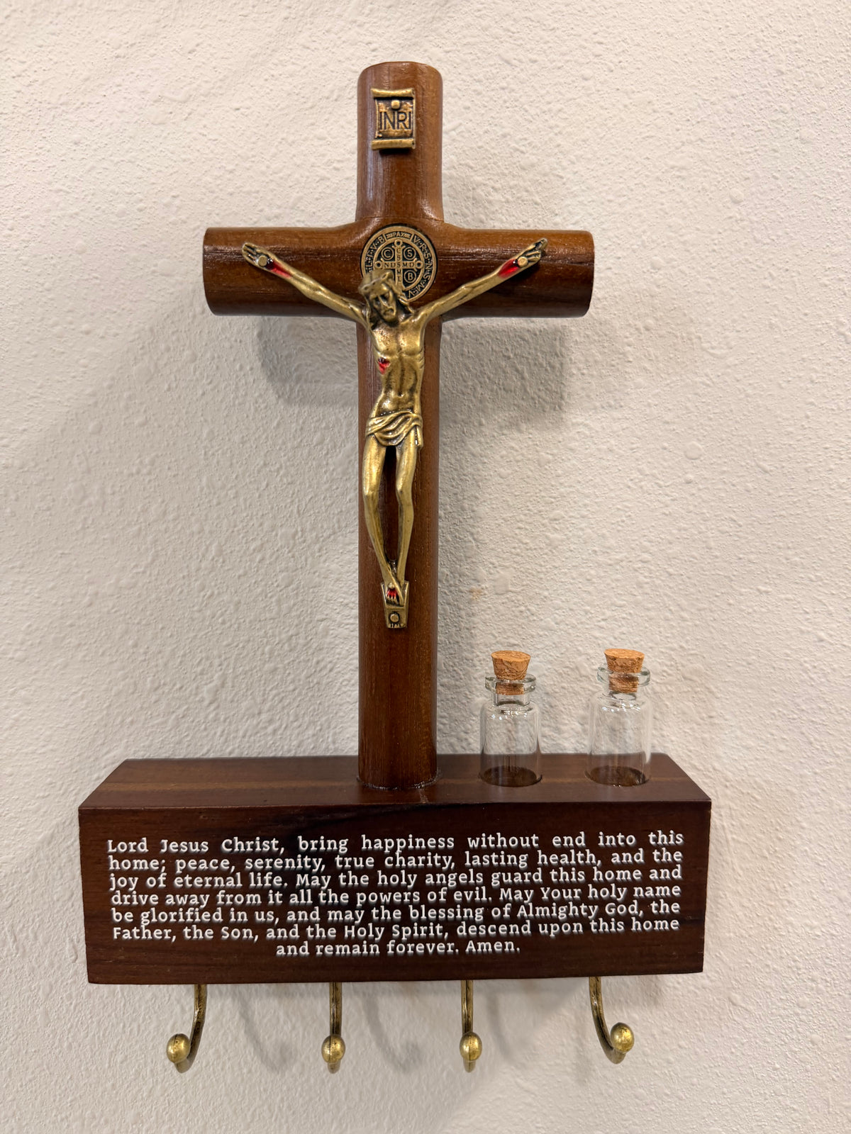 Home Prayer Key Holder with Crucifix – 17 cm
