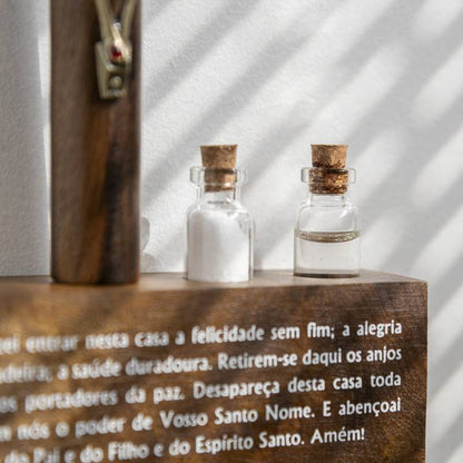 Porta-Chaves Oração do Lar com Crucifixo – 17 cm