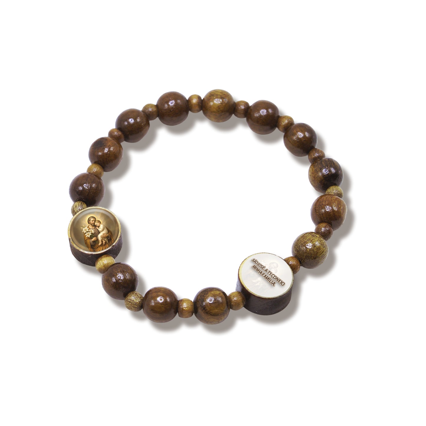 Pulseira Terço de São José em Madeira Imbuia