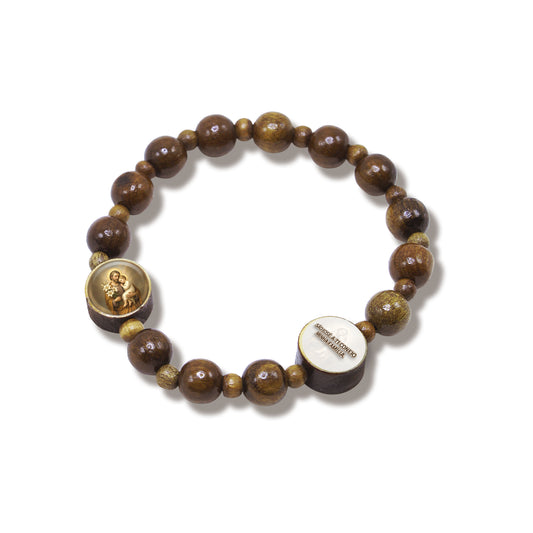 Pulseira Terço de São José em Madeira Imbuia