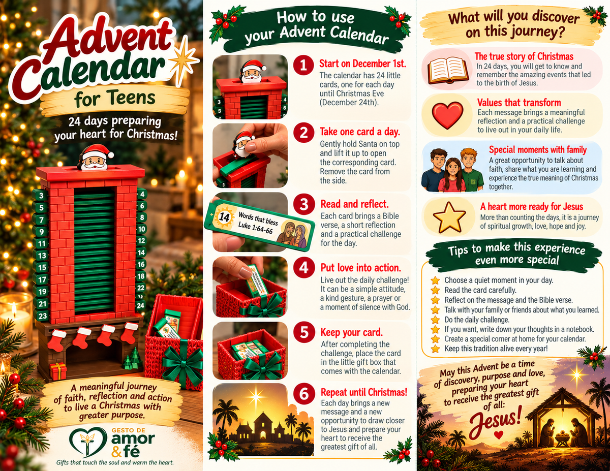 Calendário do Advento 3D – 24 Dias com Jesus | Infantil e Família | Português e Inglês