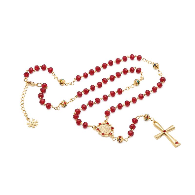 Colar Terço em Cristal de Vidro – Nossa Senhora Aparecida