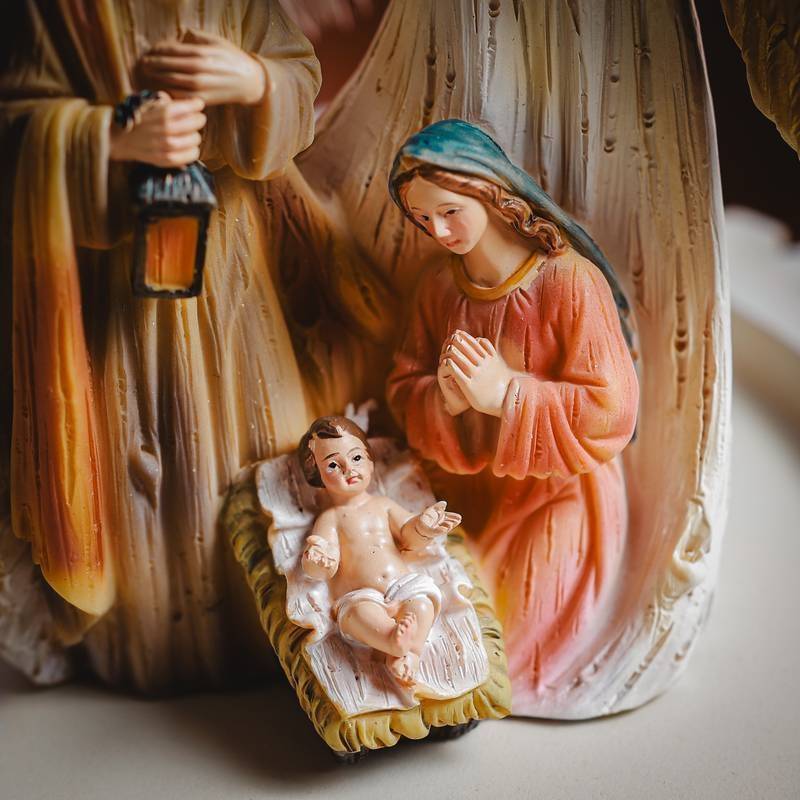 Imagem Sagrada Família com Anjo – 20cm (Resina)