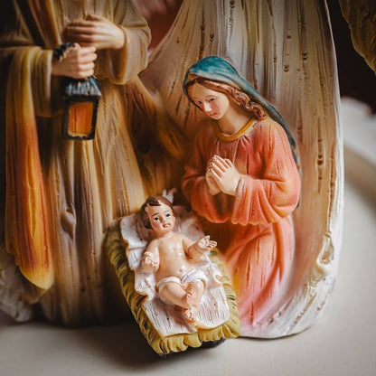 Imagem Sagrada Família com Anjo – 20cm (Resina)