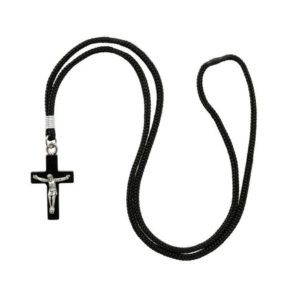 Colar Cruz de Madeira com Cristo – Preto ou Imbuia