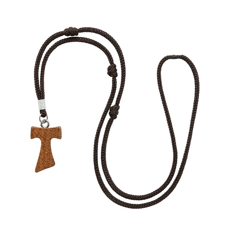 Colar Tau de Madeira Pequeno com Nó Regulável