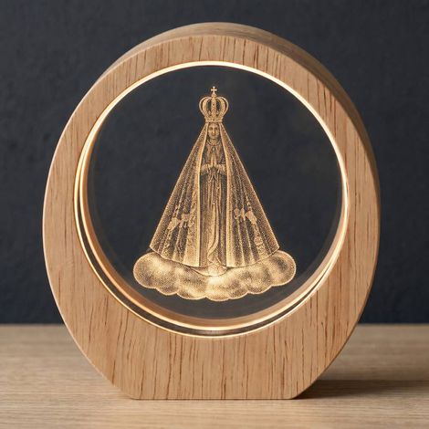 8 cm Crystal Religious Lamp with Wooden Base | Various Saints and Devotions