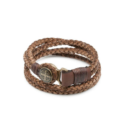 Pulseira São Bento – Couro Trançado (2 Voltas)