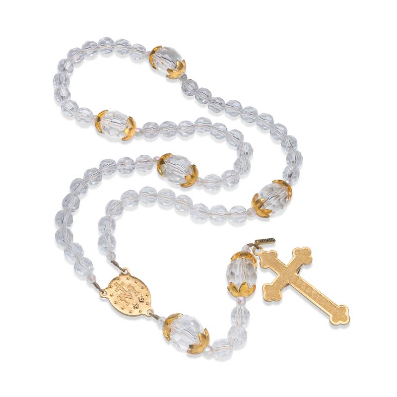 Terço de Noiva Nossa Senhora das Graças – Cristal e Dourado