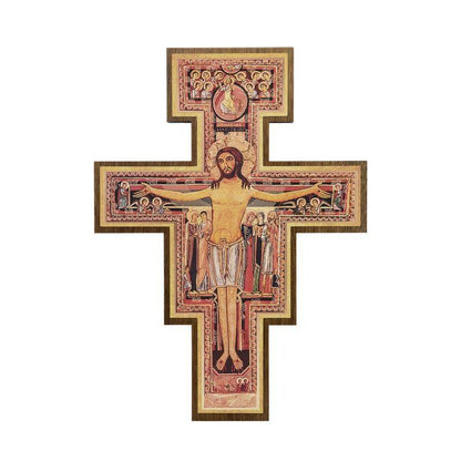 Cruz de São Damião em Madeira para Parede – 19 cm