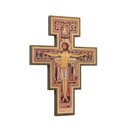 Cruz de São Damião em Madeira para Parede – 19 cm