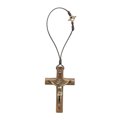 Cruz para Carro com Medalha de São Bento – Madeira Natural