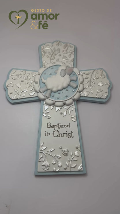Baptism Crucifix (wall) - Blue