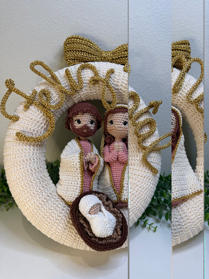 Holy Family Crochet Wreath
