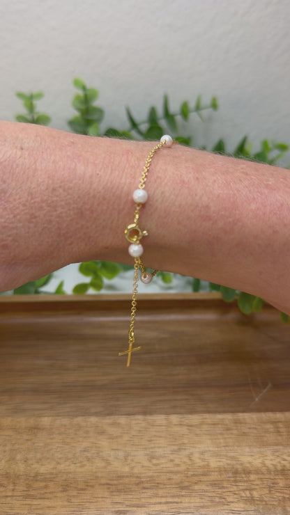 Pulseira Terço Pérolas – Fé no Pulso