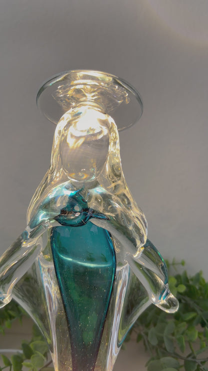 Murano Statue of Our Lady of Grace – 26cm (Blue)